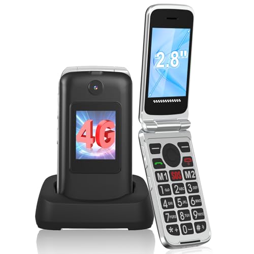 CHAKEYAKE 4G Seniorenhandy Ohne Vertrag, Dual SIM Klapphandy Seniorentelefon mit Groüe Tasten, 2.8'...