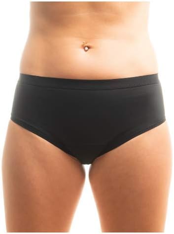 BP3 Underwear Washable Absorbent Hip Hugger Knickers for Incontinence & Periods (Black, Medium)