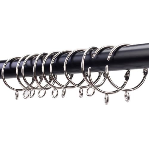 Openable Curtain Rings with Eyelets,1.25inch Heavy Duty Rustproof Metal Drapery Rings,Shower Curtain Rings 24pcs Silver Zocang