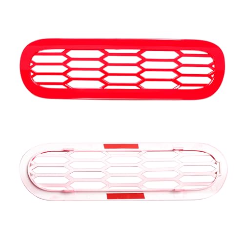 Image of Front Grill Inserts Cover Trims Mesh Grille Frame Kit Compatible with 2021 2022 2023 2024 2025 New Ford Bronco 2 /4 Door Exterior Decoration Accessories Protection Decor Decal, 6Pcs Red