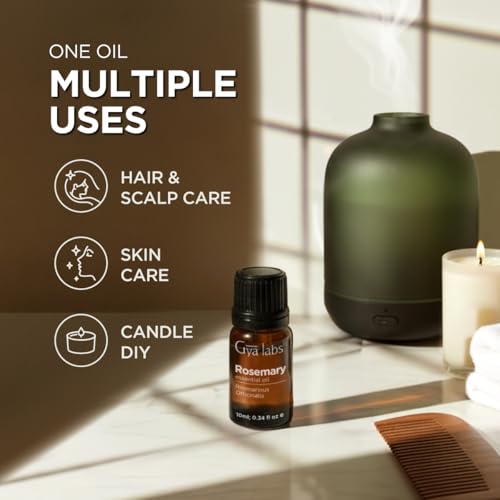 Rosemary (Spain) Essential Oil - 100% Pure, Undiluted, Organic, Natural & Therapeutic Grade for Aromatherapy Diffuser, Health Skin and Relaxtion - 10ml - Gya Labs