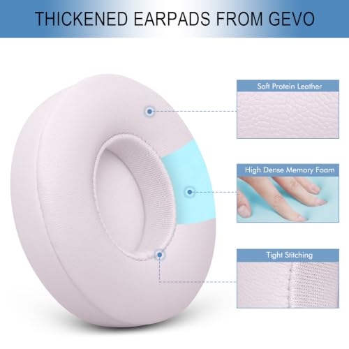Image of GEVO Ear Pads Replacement for Beats Solo 4 Wireless On-Ear Headphones, Earpads Ear Cushions for Solo 4 with Soft Protein Leather, Stronger 3M Adhesive (Cloud Pink)
