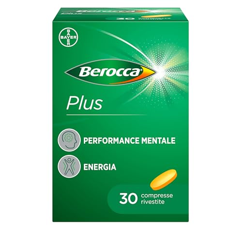Berocca Plus, Integratore Multivitaminico Vitamine e Minerali, con Vitamine B, Vitamina C, Magnesio, Zinco e Radice di Ginseng, per Energia, Concentrazione e Memoria, 30 Compresse Deglutibili