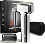 Electric Foil Shaver for Men, 3D Floating Head, Close Shave IPX7 Waterproof | Portable Cordless Electric Razor with LED Display, USB-C Fast Charging, Wet/Dry Design for Sensitive Skin Daily Grooming
