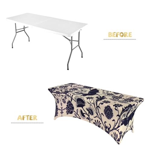 Housse de table extensible rectangulaire en élasthanne imprimé chic