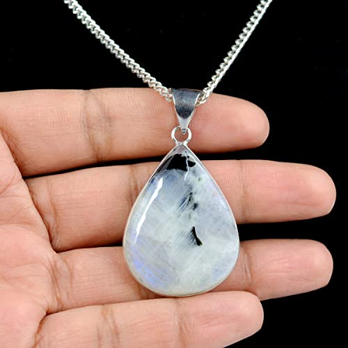 Image of Reiki Crystal Products Rainbow Moonstone Pendant Drop Shape Crystal Stone Pendant