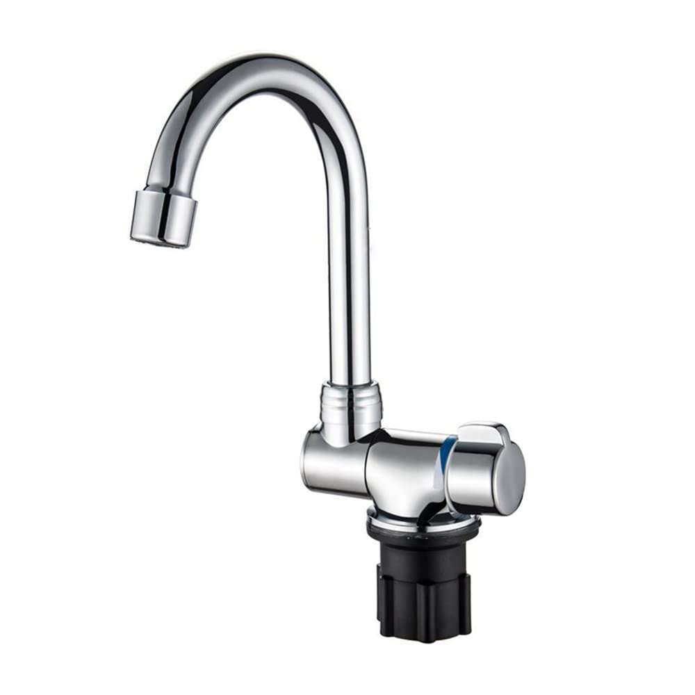 Riloer Rubinetto pieghevole in rame, rubinetto girevole a 360°, miscelatore acqua fredda e calda per camper