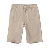Bienzoe Boys School Uniform Shorts: Kids Cotton Trendy Adjustable Waisted Flat Front Twill Bermuda Khaki 12