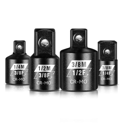 BLACKROBOT 4 Piece Impact Socket Adapter Set, 1/4' 3/8' 1/2' SAE...
