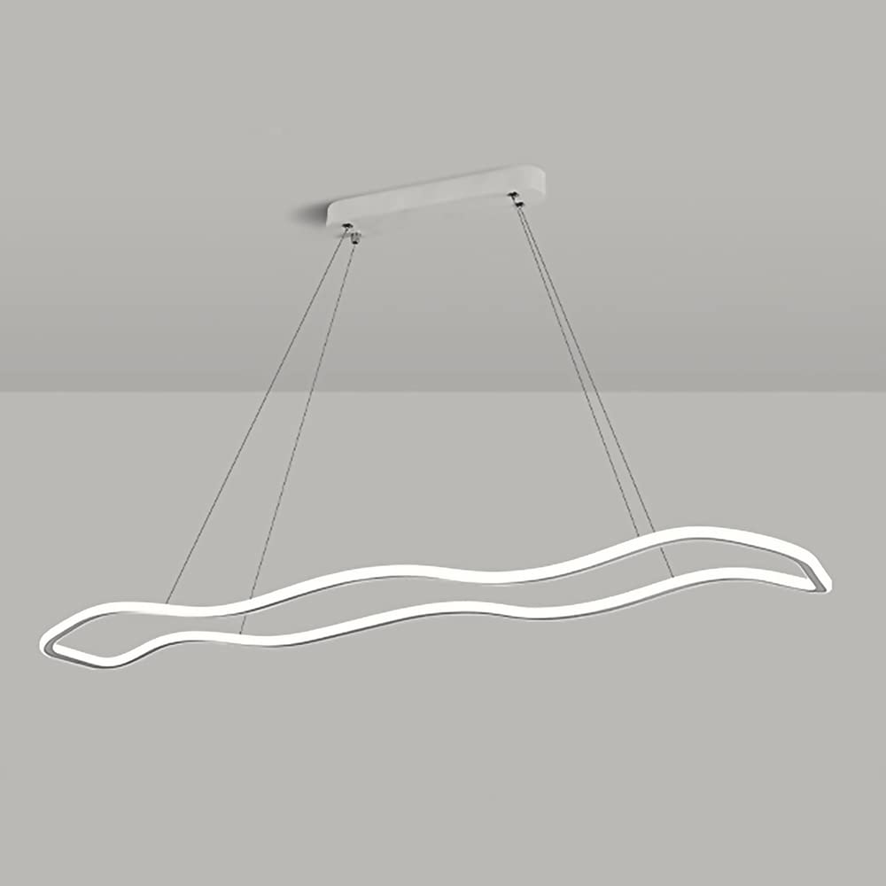 Długa lampa wisząca z białego żelaza, falowana lampa wisząca, nastrojowe oświetlenie LED, lampa wisząca na wyspie kuchennej, minimalistyczny żyrandol do jadalni, 40 W