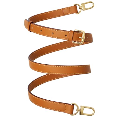 RICLVS Genuine Vachetta Leather Crossbody Strap Genuine Leather Adjustable Replacement Strap for Shoulder Bag Handbag Purse (Beige Yellow)