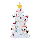 Penguin Family of 4 Christmas Tree Ornament Personalized Winter Holiday Keepsake Gift for Grandparen