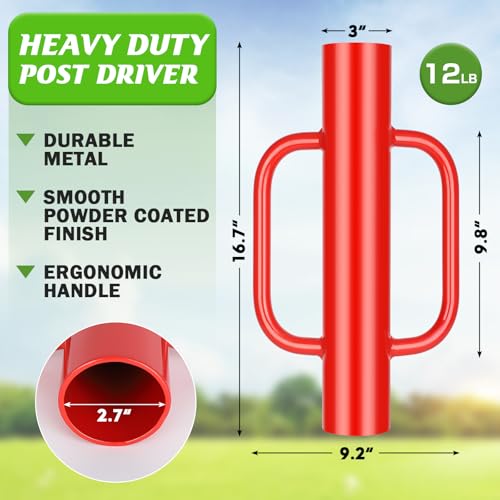 Image of Gtongoko 12LB T Post Driver with Handles, Heavy Duty Fence Post Pounder