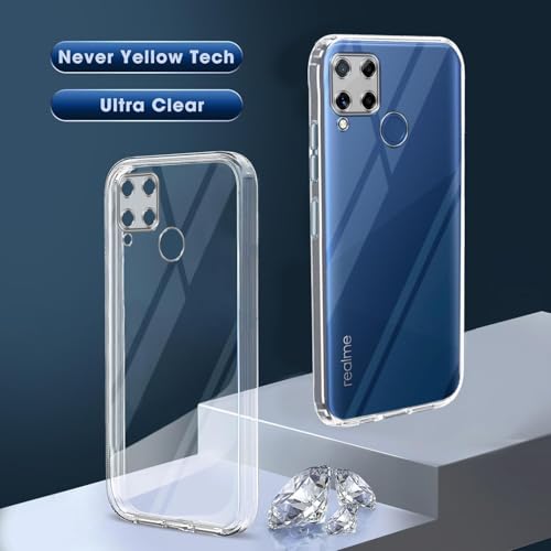 Image of Jkobi Back Cover for Realme C15 (Silicone Clear Shockproof Case with Camera Protection | Soft and Flexible | Transparent)