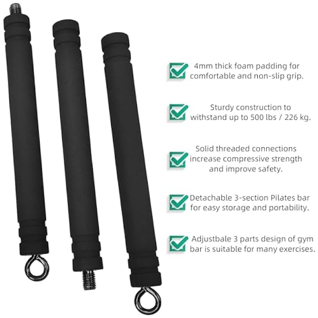 Resistance Band Bar Adjustable Length for Workout, Portable Pilates Bar for Home Gym, Exercise Training Bar for Full Body Fitness