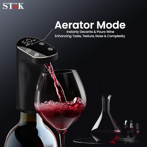 Image of SToK (ST-AD01) Smart Alcohol Dispenser and Wine Aerator, Peg Measurer Dispenses 1-999ML with Instant Wine Aeration and Self Cleaning