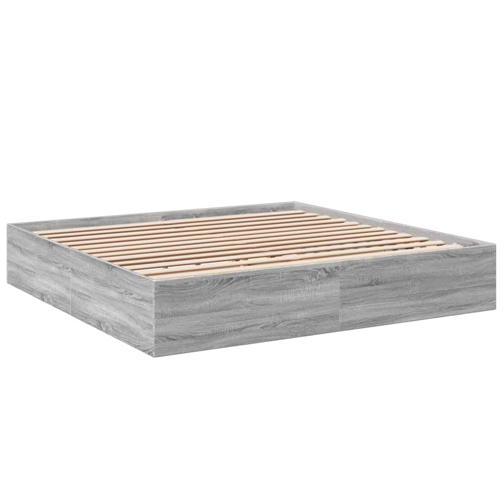 vidaXL Bed Frame, Bed Base for Bedroom Guest Room, Mattress Foundation for Double Bed, Bedstead, Grey Sonoma 200x200 cm Engineered Wood — image 1