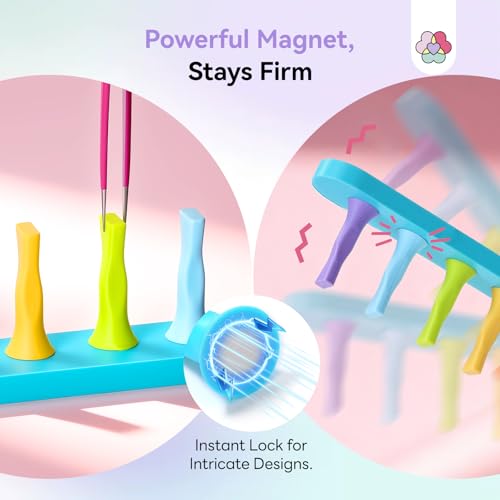 Image of SAVILAND Nail Stand for Press Ons: Cat Eye Magnetic for Nail 3 Set Strong Magnetic Nail Holder for Painting Nails Acrylic Nail Stand 200 Double-Sided Tapes Fake Nail Holder for Practice False Nail DIY