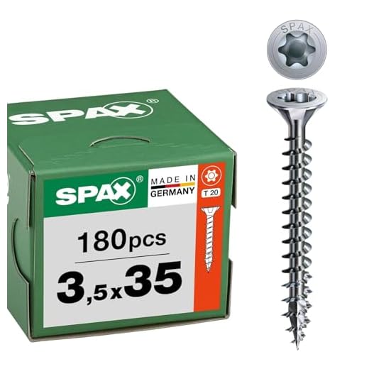 SPAX Universalschraube 3,5 x 35 mm, 180 Stück - Holzschrauben, Vollgewinde, Senkkopf, T-STAR plus T20, 4CUT Spitze, WIROX Beschichtung - 8000000287053