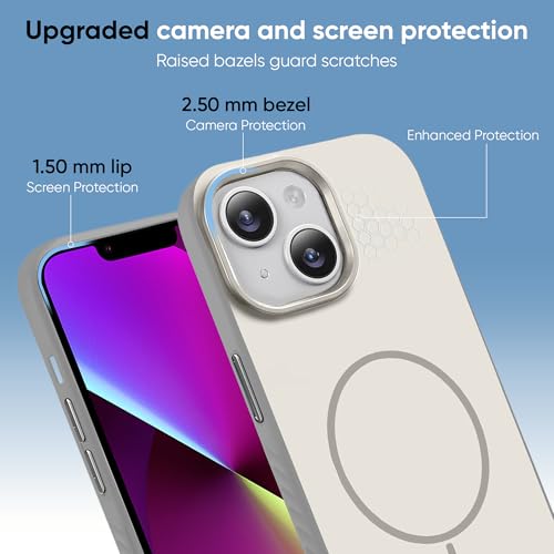 Image of KARWAN Slim Shockproof Back Case Cover Compatible with iPhone 13,Dual Layer Armor Protection with Matt Finish, Heavy Duty Cover with Magnetic MagEase Wireless Charging (Grey)