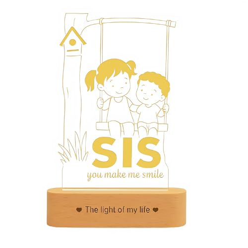 ZOCI VOCI Rakshabandhan Gift for Sister - SIS You Make me Smile - Engraved Lamp Unique Rakhi Gifts for Sister Living in USA for Raksha Bandhan 2024 (Sis)