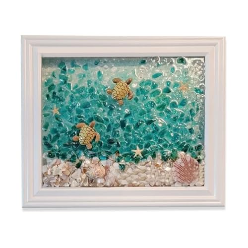 LYJZYXGS Sea Glass Art Kit, DIY Mosaic Arts and Craft Kits Ocean Painting Kit,DIY Resin Beach Art Kit, Resin Beach Art Kit for Home Decoration, Resin Sea Glass Art Kit(Sea Turtle)