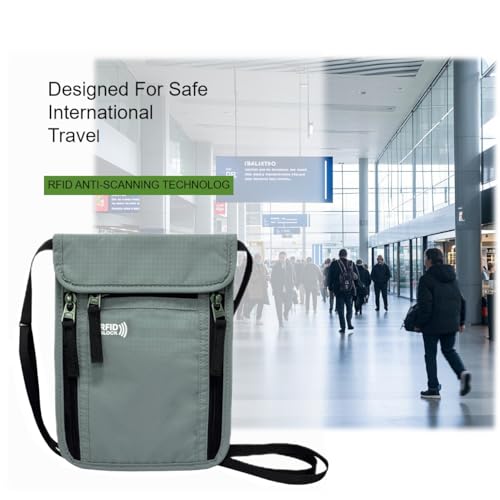 Image of Crossbody Card Pouch for Passport Mobile Phone with RFID, Travel Wallet