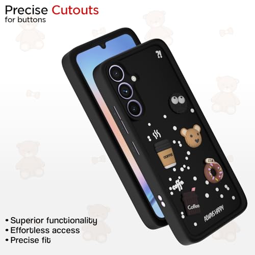 Image of Amazon Basics Back Cover for Samsung Galaxy A34 5G | Cute Fun Cartoon 3D Bear Silicone Full Body Protection Bumper case (Black)