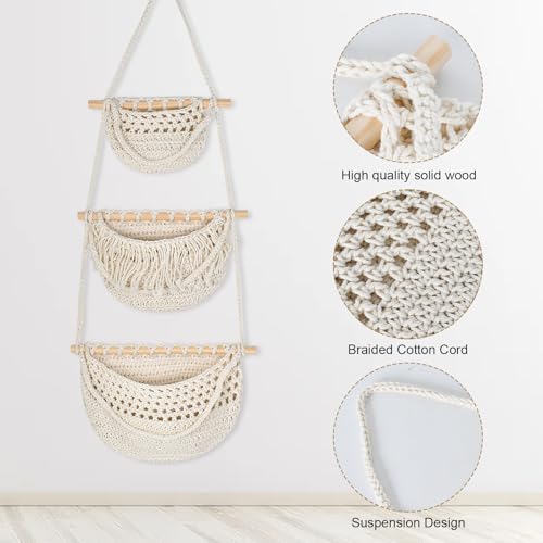 Dokeno Hängender Wandtasche Organizer, Wand Hängetasche Hängende Tasche Aufbewahrungstasche Hängeorganizer Tür Wand Hängender Organizer Wand Hängen Tasche für Kinderzimmer (Beige1)