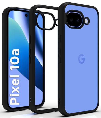 Image of RIGGEAR Shockproof Sleek Hybrid Armor Back Cover Case for Google Pixel 10a (Clear PC + Black TPU Bumper)