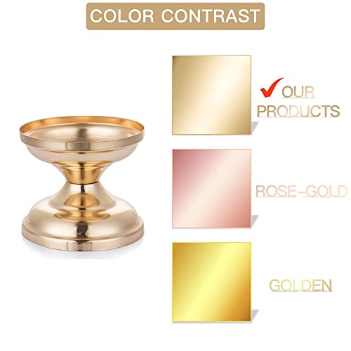 4 Pcs Gold Metal Pillar Candle Holders, Wedding Centerpieces Candlestick Holders For 3" Candles Stand Decoration Ideal For Weddings, Special Events, Parties #TOP3