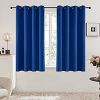 Deconovo Blackout Curtains with Black Eyelets, Super Soft Thermal Insulated Window Panels, Energy Saving Curtains for Living Room, W 52 x L 45Baleine Blue2 Panels