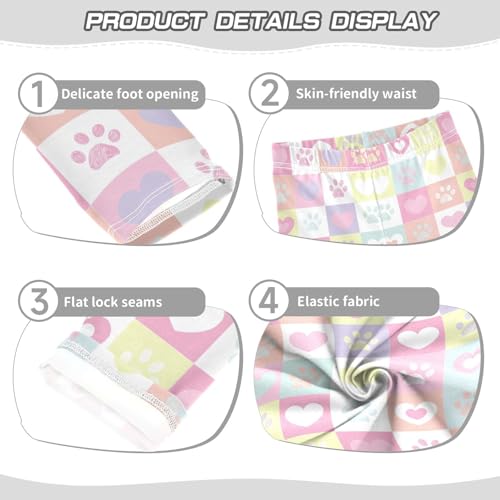 Girls Leggings Plaid Pastel Hearts and Paws Toddler Girls Clothes Leggings for Girls Toddler Girls Leggings 3-4T3