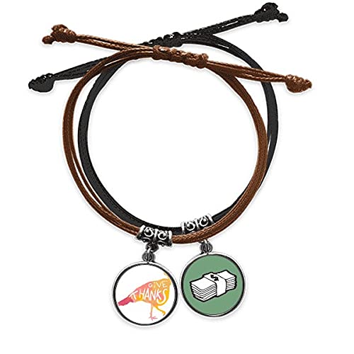 Pulsera de Acción de Gracias con pavo en cuero para regalo familiar emotivo
