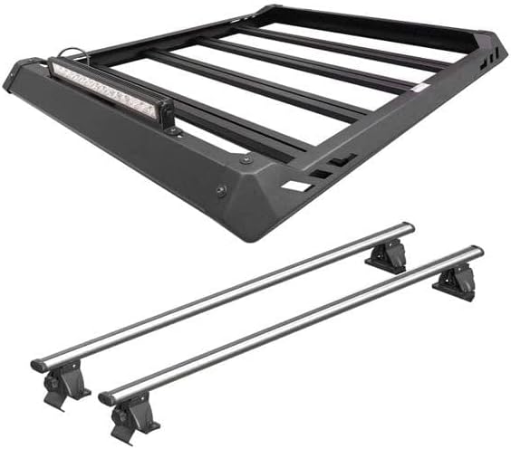 Black Horse Traveler aluminum Roof mounted cargo basket Rack (58"x15"x9") Silver Compatible with 13-23 Silverado 1500|15-26 Ford F-150|13-23 Ram 1500|19-23 Silverado 1500|2019-2023 Ram 1500-TRRB160S