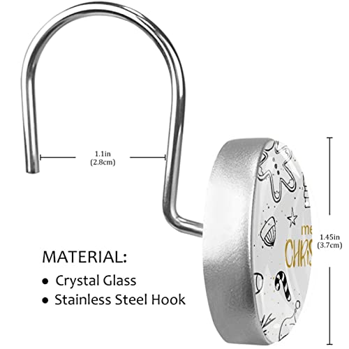 Crochets rideau de douche inox blanc, anneaux durables et inoxydables