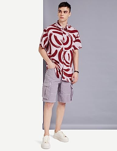Image of Amazon Brand - INKAST Men's Geometric Printed Half Sleeve Viscose Shirt /Co-Ord Sets (Regular Fit)