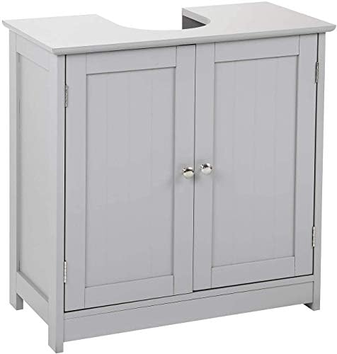 Grey or White Wooden Bathroom Cupboard Mounted or Standing Cabinet Unit Storage Variations Perfect for Laundry, Sink, Bathroom, Mirror, Drawer Cabinet (Toilet Roll Holder Cabinet Grey & Bamboo)