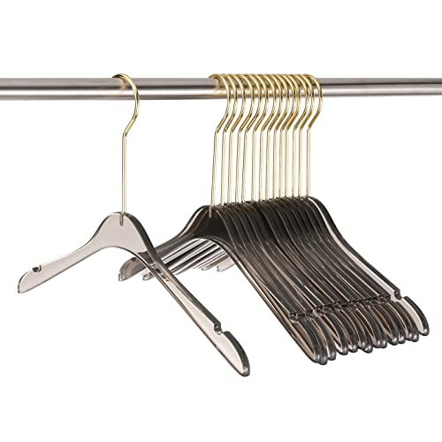 Dyna-Living Acrylic Hangers 15 Pack Stylish Clothes Hangers With Gold Hooks Non-Slip Coat Hangers For Closet, Wardrobe, Clothing Store(Round Head) #TOP29