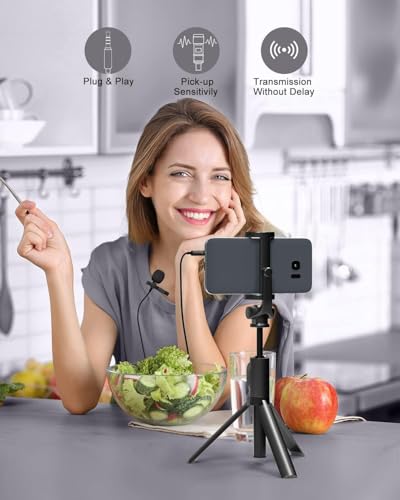 Image of CERLINK Clip-On Lavalier Microphone with Case | 3.5mm Collar Mic for Clear Voice Recording | Compatible with Smartphones, PC & Laptop | for YouTube, Vlogging & Interviews | 1.5M