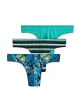 Jockey Men's Underwear Casual Cotton Stretch Thong - 3 Pack, Ombre Tropics/Teal Breeze/Vivid Stripe, L
