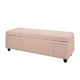 Mendler Aufbewahrungs-Truhe Kriens, Sitzbank Bank, Stoff/Textil, 45x114x45cm - beige