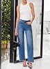 Jeans de pierna ancha para mujer Sidefeel, tiro alto, elásticos, dobladillo crudo, pantalones de mezclilla Zimbaplatinum 4