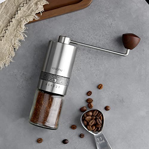 Vzaahu Manuelle Kaffeemühle mit Deckel, Edelstahl, schnelles Mahlen, konischer Frässtift mit verstellbarer Einstellung… – Bild 8
