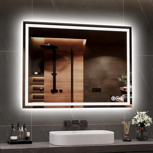 Zeerry LED Bathroom Mirror 28x36 Inch Anti-Fog Bathroom Mirror with Lights, Wall Mounted Lighted...