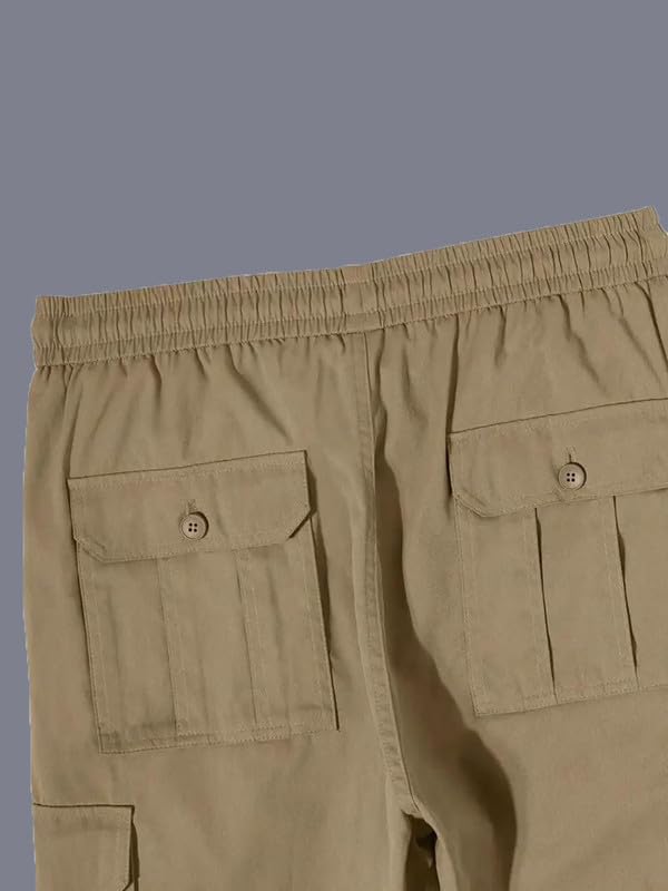 Image of Men's Casual Cargo Pants | Regular Fit Multi-Pocket Trousers-