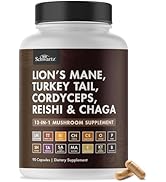 BioSchwartz Mushroom Complex - Organic Lions Mane Supplement Capsule with Reishi, Turkey Tail, Co...