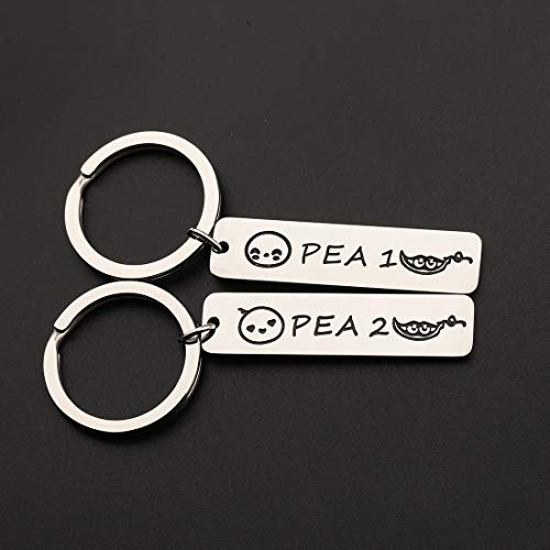 CENWA Pea 1 Pea 2 Set of Two Twins Keychain Twins Jewelry BFF Gift for Twin Sister/Brother Best Friend4