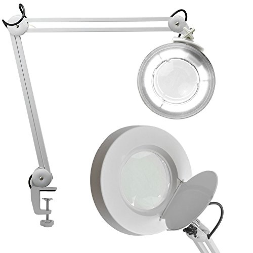 Professional 2-in-1 Spring-Arm Magnifier Lamp - 5" Lens - 5-Diopter - Daylight Fluorescent