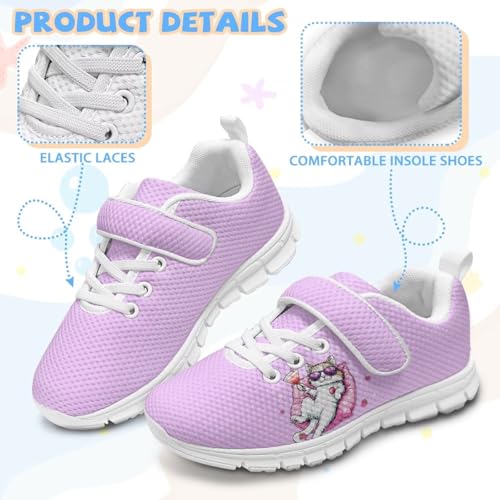 Yzaoxia Kids Tennis Shoes for Girls Lace Up Sneakers Running Shoes with Hook and Loop Barefoot Footwear Size 11-Size 2.54